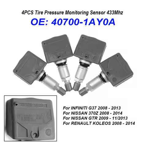 4X TPMS Tire Pressure Monitor Sensor 433Mhz 40700-1AY0A 407001AY0A For NISSAN 370Z GTR For RENAULT K
