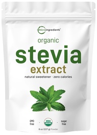 Pure Organic Stevia Powder, 8 Ounces, 1418 Serving, High Grade Stevia Green Leaf Extract Reb-A, Redu