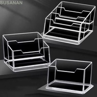 SUSANAN 1Pcs Business Card Box,  Transparent 1/2/3 Grids Bussiness Card Holder, Acrylic Plastic Disp