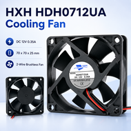 HXH HDH0712UA Cooler Fan For HDB0712UA DC12V 0.35A 2 Wires Square Cooling Fan 70x70x25MM 7025