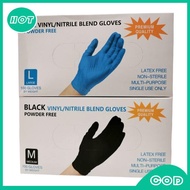 BLUE/BLACK VINYL-NITRILE BLEND DISPOSABLE GLOVES S/M/Lprotective (100pcs/1box)