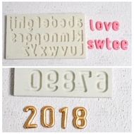 簡約 幼圓字體英文字母數字硅膠模具 翻糖巧克力干佩斯字母模具