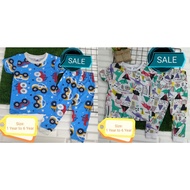 QSS [READY STOCK] BABY BOY+BABY GIRL PAJAMAS  SHORT SLEEVE (100% COTTON) FOR 1 YEAR/2 YEAR/3YEAR/4YE