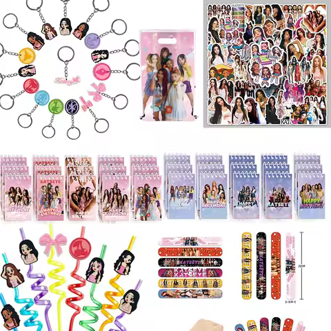 Birthday Party Favor Supplies K&Katseye Keychain Sticker Slap Bracelets for Goodie Bag Fillers Class