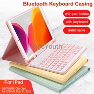 iPad Air 5 4 10th Gen 10.9'' Pro 11 12.9 Casing with Pen holder + Bluetooth keyboard 9th 8th 7th Generation 6th 9.7 Mini 6 Keyboard Cover
