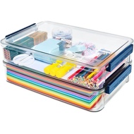 2 Pieces 5.5 Quart 9 x 13 Plastic Portable Project Box with Snap Lock Transparent Stackable Storage 