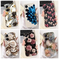 Soft Casing For Vivo Y03 4G V2332 Case New Fashion Flower Rose Pattern Silicone Cover For Vivo Y03T 