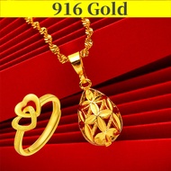 Gold 916 Original Malaysia Ready Stock Gold Chain Necklace for Women Korean Set Rantai Leher Emas Ba