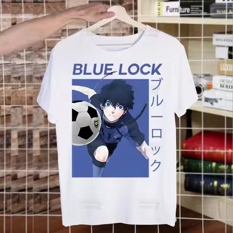 Blue Lock Isagi Yoichi Anime Street Style Casual Short Sleeve Men T Shirt O-neck Tshirt Male T-shirt