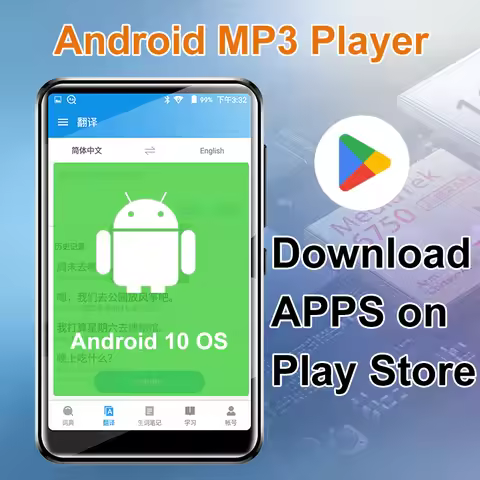 Android 10 MP4 Player with 4" IPS Screen,2000mAh,WiFi,Bluetooth,128GB Expandable,Download Apps from 