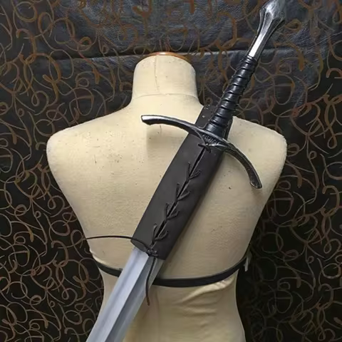 Medieval PU Leather Sword Shoulder Back Scabbard For Adult Men Women Larp Cosplay Viking Warrior Cos