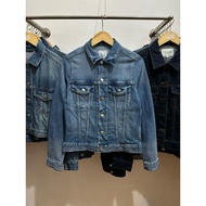 LOWRYS FARMS STRETCH DISSTRESSED TYPE 3 JACKET DENIM TRUCKER SECOND ORIGINAL