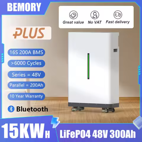 LiFePO4 Battery 48V 300Ah 15KW 51.2V 100Ah 600Ah Grade A Cells 6000+Cycles Bluetooth BMS CAN RS485 F