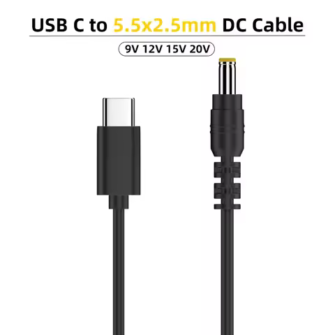 USB C to 9V 12V 15V 20V 5.5x2.5mm DC Jack Plug Adapter Type C PD Charging Cable Cord for LCD Monitor