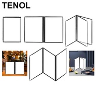 [TENOL] Restaurant Menu Cover Clear Double Panel PU Leather Frame 9.06x12.60inch Menu Holder for Cof