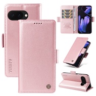 Vỏ bọc Ví da nắp gập có khe cắm thẻ từ tính khóa bên Ốp điện thoại cho Google Pixel 9 9A 9 Pro xl/Go