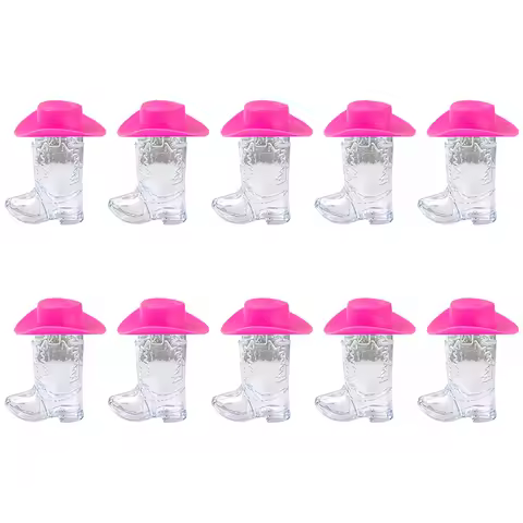 10pcs Mini Western Cowboy Hats 1oz Miniature Cowboy Boot Shot Glasses Bachelorette Cowboy Party Deco
