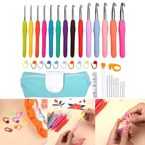 Fenrry Crochet Hooks Set Crochet Large-Eye Blunt Yarn Weave Knitting Needles Kit Needle Set Weave Cr