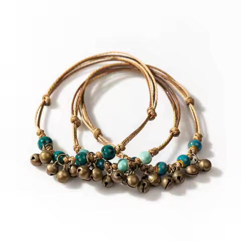 Handmade Ceramic Retro Style Beads Adjustable Size Bracelet Small Bell Wholesale Gifts Low Price Ite