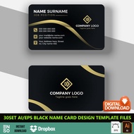 30-Set Ai/EPS Black Name Card Design Files | Editable Adobe Illustrator Digital Design Files (SW725)