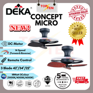 Deka New Model Deka Concept Micro 20" Ceiling Fan With Light DC Motor With LED 3 Color Light Kipas Bilik 20" Kipas Dapur Mini Fan