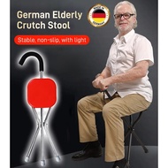 ✨German Elderly Crutch Stool Walking Stick With Seat 德国老人拐杖凳/Triangular Cane Stool/Thick Stainless S