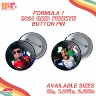 F1 2024 FISHEYE AESTHETIC BUTTON PIN BADGE FORMULA ONE MINI BUTTON PIN BADGE