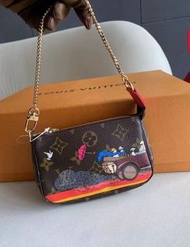 LV mini 麻將包 聖誕限量款 幾乎全新  配件盒子
