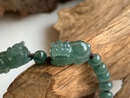 快速出貨 天然藍水翡翠手鍊  招財 貔貅手鍊 迷你款 免費開光