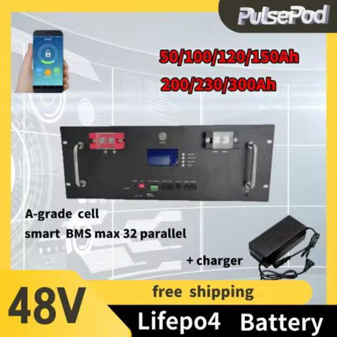 48V LiFePO4 100AH 200AH Battery Pack 51.2V 10KW Lithium Solar Battery 6000 Cycle With 16S 200A BMS M
