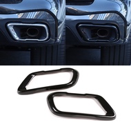Xgrryuuyuuiiuiytiyyuyuyu 2Pcs Glossy Black Stainless Steel Car Exhaust Muffler Pipe Tip Cover Trim F