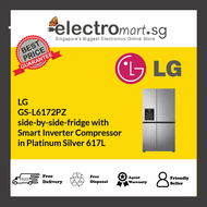 LG  GS-L6172PZ  side-by-side-fridge with  Smart Inverter Compressor  in Platinum Silver 617L