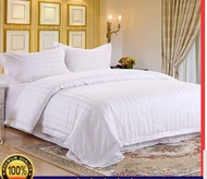 Set Cadar Putih Homestay Katil Queen/King Cadar 100% Cotton 7-In-1 Hotel Style High Quality Fitted Bedsheet  Comforter