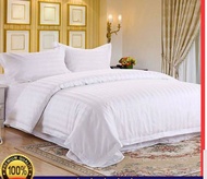 Set Cadar Putih Homestay Katil Queen/King Cadar 100% Cotton 7-In-1 Hotel Style High Quality Fitted B