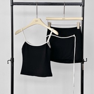 ATIPA - Sunkiss Set | เซ็ตเสื้อสายเดี่ยวทูโทนกับกระโปรงผ้าเรย่อน