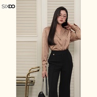SIXDO Women's Black Woven Flared Pants (Black Woven Flared Pants)