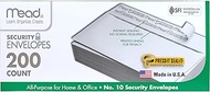 Mead Envelopes, Letter Size #10, Security Tinted Envelopes, Self Seal, 4-1/8 x 9.5”, Windowless Desi