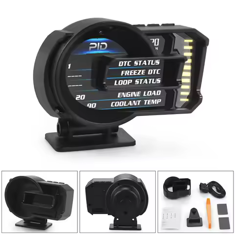 A590 Head Up Display Full LCD OBD2+GPS Instrument Panel Modification HUD Gauge RPM Voltage Oil Press
