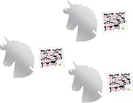 Veemoon 3 Sets Unicorn Mirror Sticker Mirror Wall Art Decoration Unicorn Wallpaper Cute Room Decor Bling Decor Mirror Wall Decor Diy Stickers Decorative Silver Acrylic Cartoon Animal