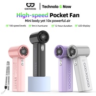 GOOJODOQ Mini Handheld Fan Portable Travel High-speed Turbo Jet Fans 4000mAh LED Display