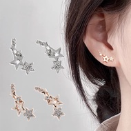 1 Pair Exquisite Shiny White Zircon Star Stud Earrings Wedding Jewelry Accessories