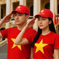 Red Flag T-shirt with yellow star full size from 45-93Kg