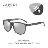 CAPONI Men's Sunglasses Polarized Photochromic Driving Protect UV Ray Sun Glasses For Men Brand Eyewear Black Shades CP8587