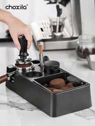 1 件濃縮咖啡敲擊盒,濃縮咖啡整理盒,適合存放 51/54/58 毫米濃縮咖啡搗壓器,分配器,手柄和圓盤濾網配件,塑膠站底座