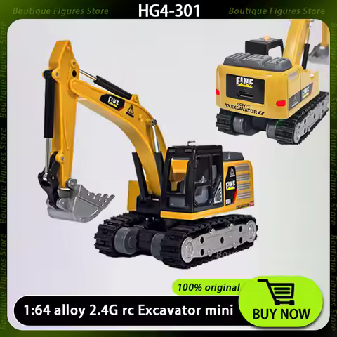 Rc Excavator 1:64 HG4301 Remote Control Excavator with Mobile Phone Bluetooth Control 2.4G Alloy Eng