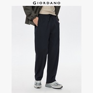 GIORDANO Men Pants Drawstring Elastic Waist Sweat Pants Forward Seam Solid Color Simple Fashion Casu