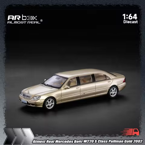 Almost Real 1:64 Die-Cast Car Mercedes Benz W220 S Class Pullman Gold 2002 Car Vehicle Collectible M