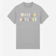 เสื้อยืด Maison-Kitsune เสื้อสำหรับทั้งหญิงและชายเฉพาะกลุ่มลายจิ้งจอกเล็กๆน้อยๆลำลองชุดเดรสคอกลมสำหร