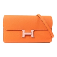 HERMES Epsom皮革Constance To Go銀扣肩背袋Terre Battue/Pink