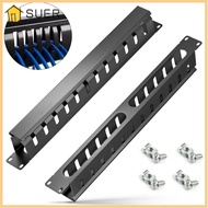 SUER 19inch Server Rack Wire Organizer, 1U 12/24 Slot Cable Management, Trunking Horizontal Mount Me